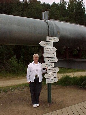 Audrey DeLange At The Trans-Alaska Oil Pipeline Travels & Tours Pictures, Photos, Images, & Reviews.