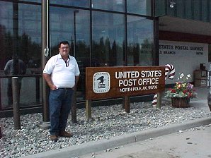 George DeLange At The North Pole Post Office. Santa Claus House, North Pole Alaska. Travels & Tours Pictures, Photos, Images, & Reviews.