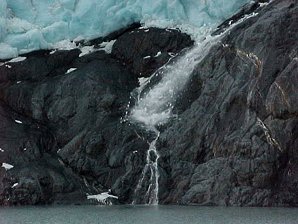 Glacier Waterfall. Portage Glacier. Alaska Travels & Tours Pictures, Photos, Images, & Reviews.