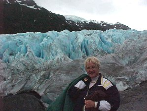 Audrey DeLange At Exit Glacier Blue Ice. Exit Glacier. Alaska Travels & Tours Pictures, Photos, Images, & Reviews.