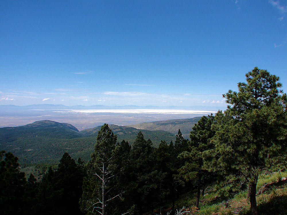 White Sands Seen From Photometric 0.6 Meter Telescope Tower. Apache Point Observatory,  Near Sunspot, In The Sacramento Mountains, New Mexico. Hikes, Travels, & Tours. Photos, Pictures, Images,& Reviews.