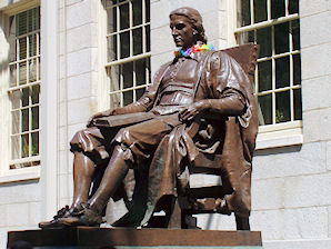 Statue Of John Harvard Sculpted By Daniel Chester French. Harvard University. Cambridge, Massachusetts. Travel, Tours Photos, Pictures, Information, & Reviews.