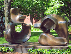 'Large Four Piece Reclining Figure', Henry Moore sculpture, Harvard University. Cambridge, Massachusetts. Travel, Tours Photos, Pictures, Information, & Reviews.