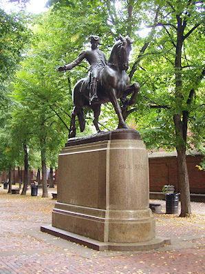 Paul Revere Statue By Cyrus E. Dallin, North End, Boston, Massachusetts. Travel, Tours Photos, Pictures, Information, & Reviews.