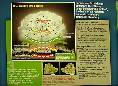 Hermes & Strickfaden Theory Of The Formation Of Trinitite From Nuclear Explosion. Bradbury Science Museum. Los Alamos, New Mexico.Hikes, Travels, & Tours. Photos, Pictures, Images, & Reviews.