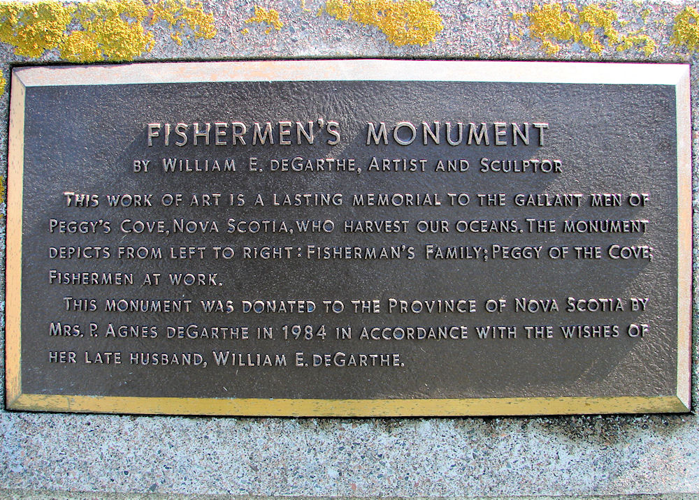 Plack At The William deGarthe Monument. Peggy's Cove, Halifax, Nova Scotia. Travel, Tours Photos, Pictures, Images, Information, & Reviews.