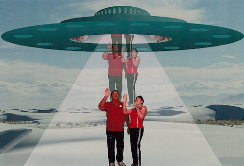 Eve & George DeLange Being Abducted By Space Aliens In A Flying Saucer. International UFO Museum & Research Center. Roswell, New Mexico. Hikes, Travels, & Tours. Photos, Pictures, Images,& Reviews.