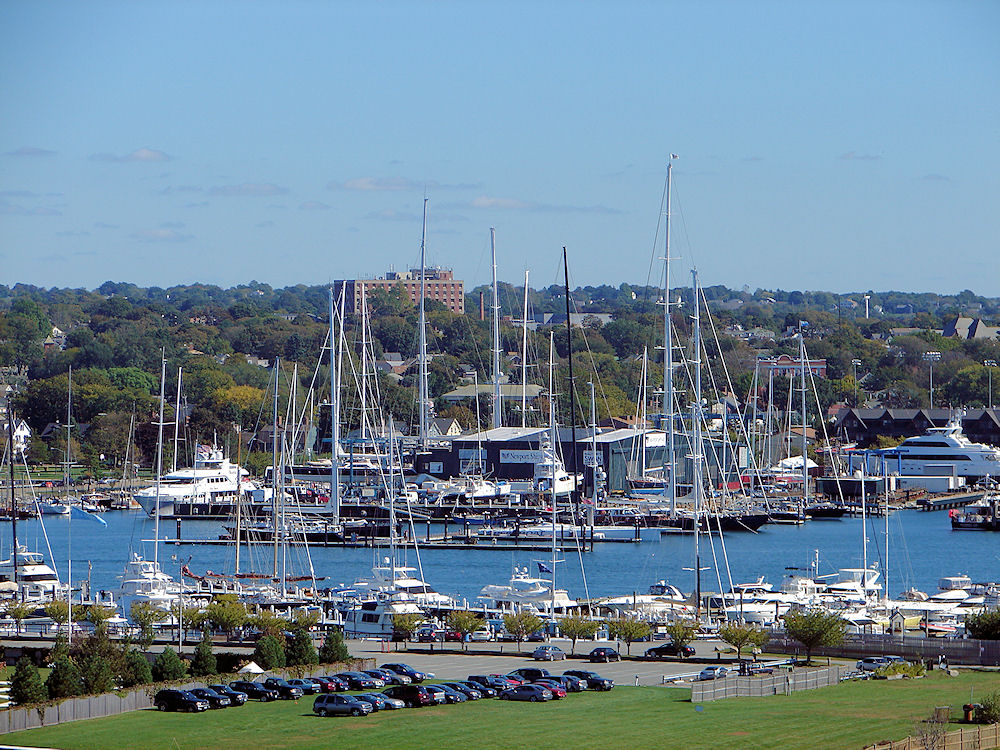 View Of The Newport Harbor Marina. Newport Harbor, Newport, Rhode Island, United States. Travel, Tours Photos, Pictures, Information, & Reviews.