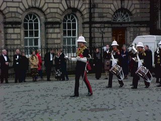 Near The Parliament Building Edinburgh, Scotland. The Band of HM Royal Marines Scotland. In The UK. Travels & Tours Pictures, Photos, Images, Information, Reviews.