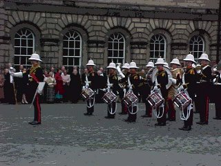 Near The Parliament Building Edinburgh, Scotland. The Band of HM Royal Marines Scotland. In The UK. Travels & Tours Pictures, Photos, Images, Information, Reviews.