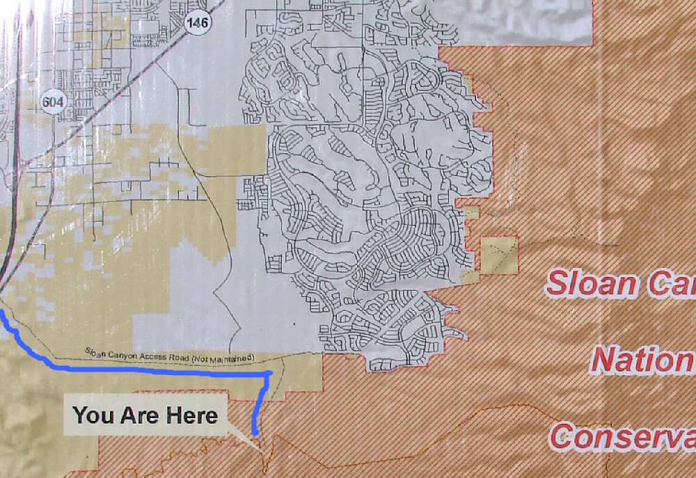 Map To The Sloan Canyon Petroglyph Site Near Las Vegas & Henderson, Nevada, In The Northwestern McCullough Mountain Range. Travel & Tour Pictures, Photos, Images, Information & Reviews.