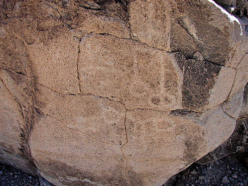  Petroglyph Below Third Waterfall. At The Sloan Canyon Petroglyph Site Near Las Vegas & Henderson, Nevada, In The Northwestern McCullough Mountain Range. Travel & Tour Pictures, Photos, Images, Information & Reviews.