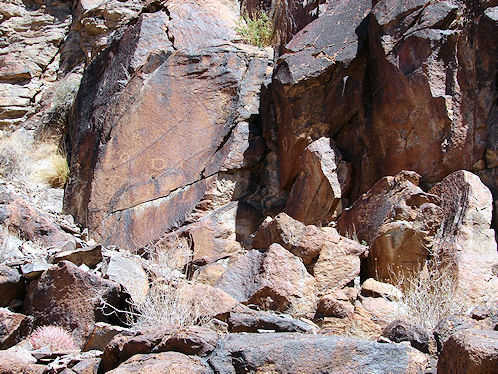  Petroglyph Below Third Waterfall. At The Sloan Canyon Petroglyph Site Near Las Vegas & Henderson, Nevada, In The Northwestern McCullough Mountain Range. Travel & Tour Pictures, Photos, Images, Information & Reviews.