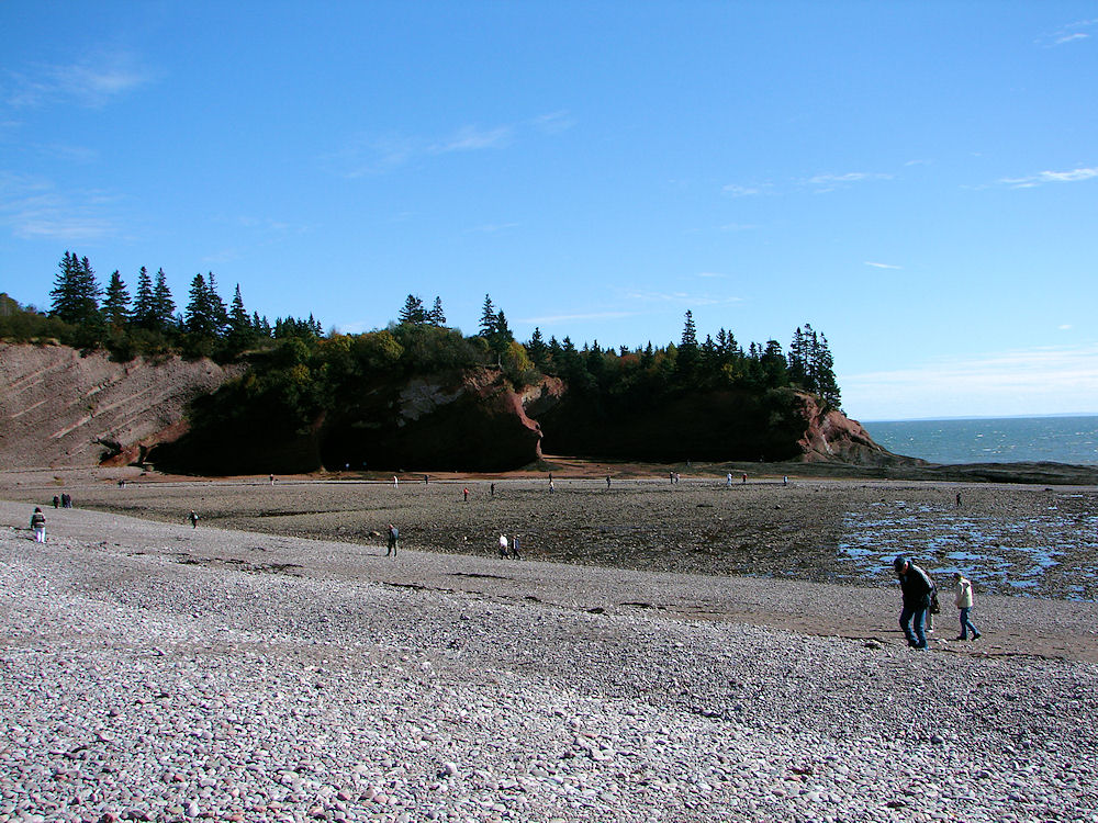 Saint Martins Beach Caves. People Searching For A Coveted 'Wish Rock.' New Brunswick, Canada. Travel, Tours Photos, Pictures, Information, & Reviews.