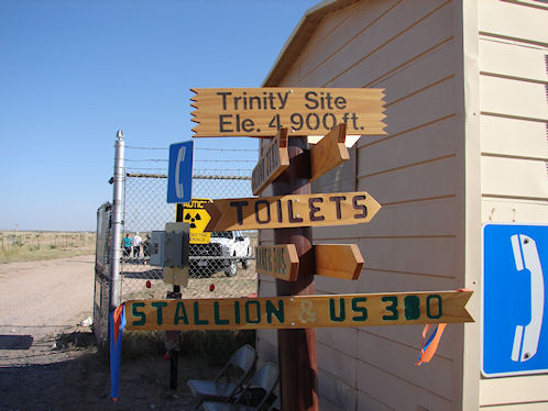 Directional Signs At Tourist Drop Off  Area  At TheTrinity Atomic Bomb Ground Zero Site!  Trinity Atomic Bomb Site. White Sands Missile Range. New Mexico. Hikes, Travels, & Tours. Photos, Pictures, Images,& Reviews.