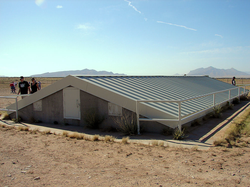 Trinity Ground Zero Low Metal Shed At TheTrinity Atomic Bomb Site!  White Sands Missile Range. New Mexico. Hikes, Travels, & Tours. Photos, Pictures, Images,& Reviews.