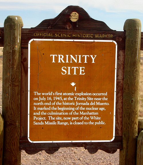 Trinity Site Historical Marker Highway Sign. Trinity Atomic Bomb Explosion. White Sands Missile Range. New Mexico. Hikes, Travels, & Tours. Photos, Pictures, Images,& Reviews.